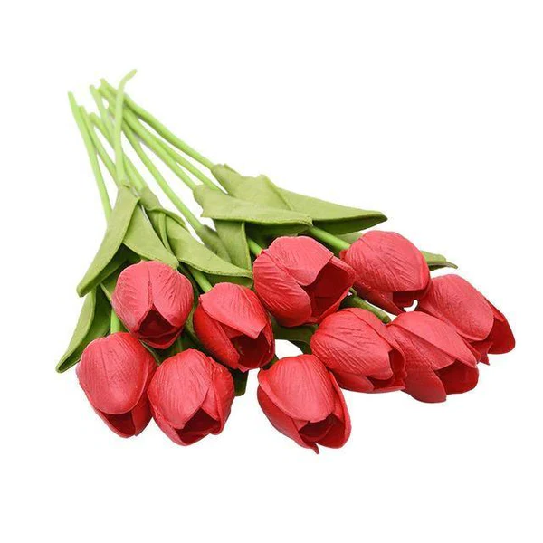 Silk Tulip Stems Set – Lifelike Petals & Leaves – Indoor Decor Arrangement Bouquet – No Watering Required | Thomler