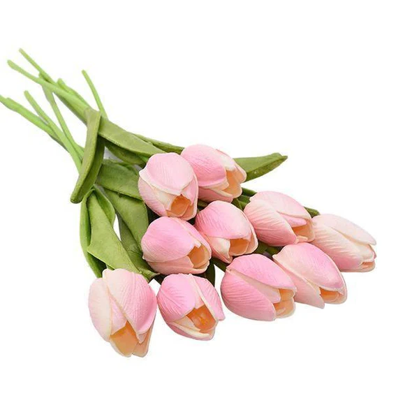 Silk Tulip Stems Set – Lifelike Petals & Leaves – Indoor Decor Arrangement Bouquet – No Watering Required | Thomler
