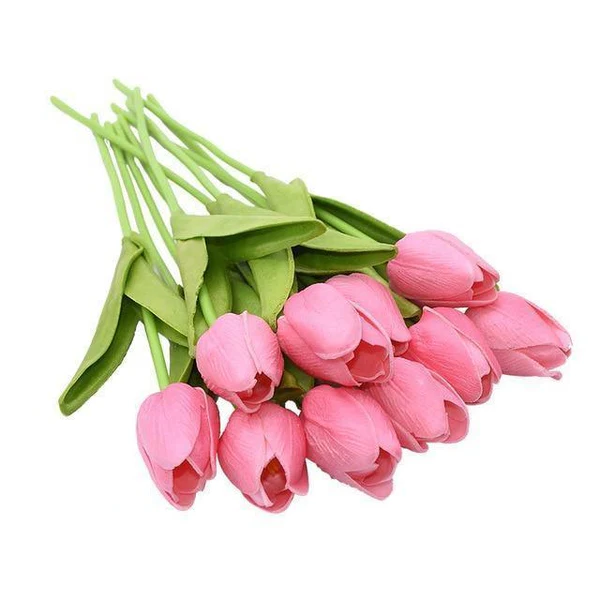 Silk Tulip Stems Set – Lifelike Petals & Leaves – Indoor Decor Arrangement Bouquet – No Watering Required | Thomler