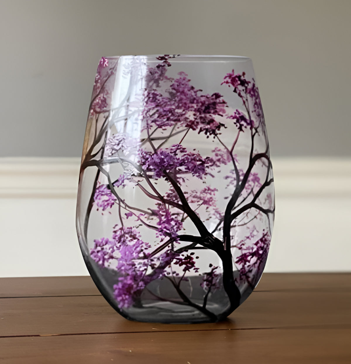 Hand-Painted Seasonal Tree Wine Glass Set – Artistic Stemmed or Stemless Design for Home Entertaining & Collectors | Thomler