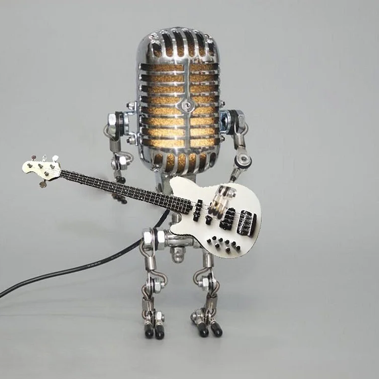 Articulated Metal Robot Desk Lamp with Miniature Guitar Accent for Music Rooms and Home Studios | Thomler