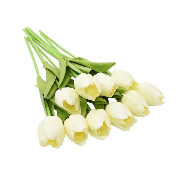 Silk Tulip Stems Set – Lifelike Petals & Leaves – Indoor Decor Arrangement Bouquet – No Watering Required | Thomler