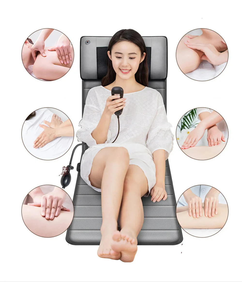 Electric Massage Pad with Heat Therapy – Vibrating Cushion Mat for Back, Neck & Body – 9 Intensity Levels – Carbon Fiber Heating Technology | Thomler