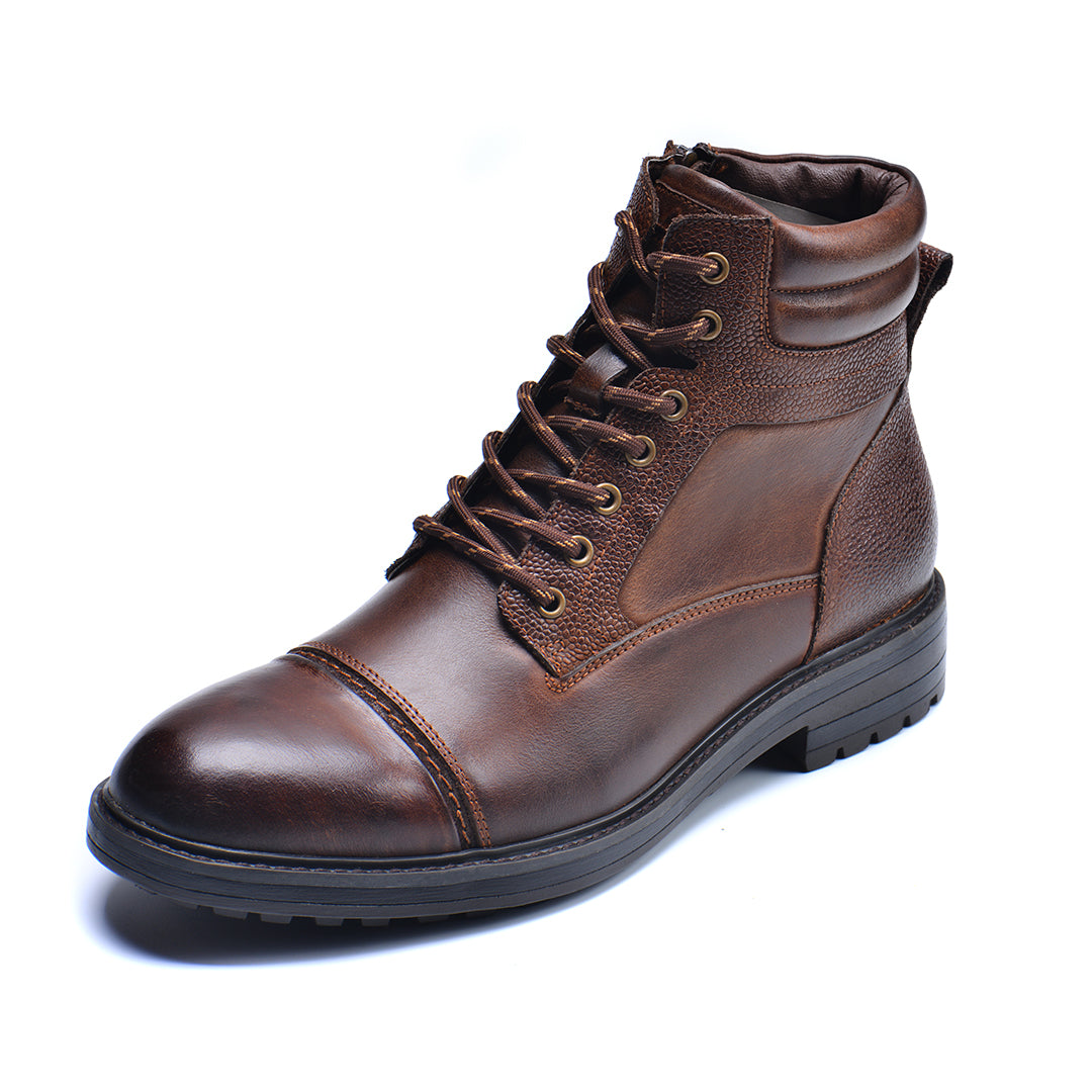 Men's Waterproof Leather Combat Boots with Reinforced Stitching & Anti-Slip Sole for Work, Hiking & Everyday Wear | Thomler