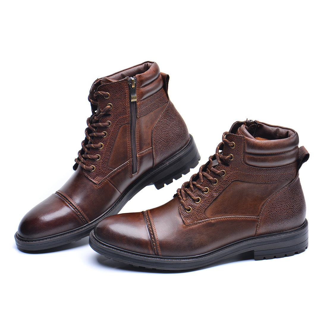 Men's Waterproof Leather Combat Boots with Reinforced Stitching & Anti-Slip Sole for Work, Hiking & Everyday Wear | Thomler
