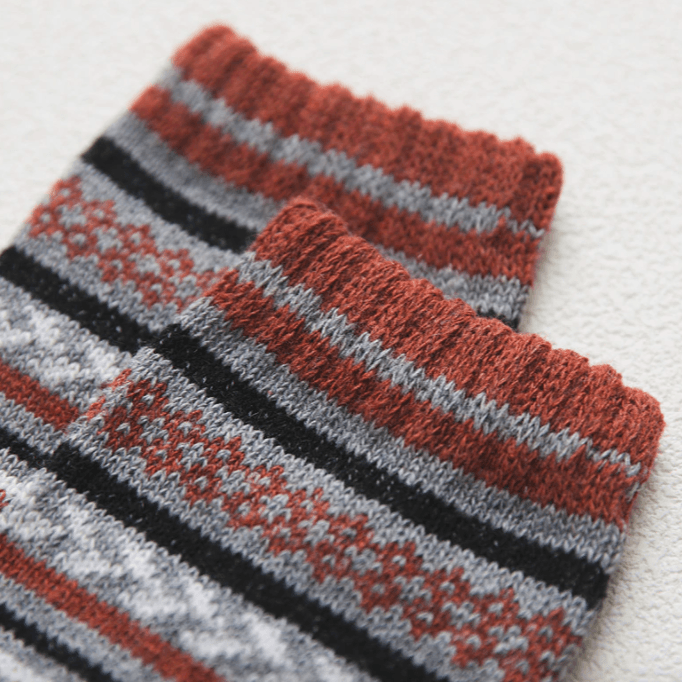 Thick Wool Blend Crew Socks for Winter – Insulated Thermal Socks with Traditional Nordic Patterns for Men & Women | Thomler