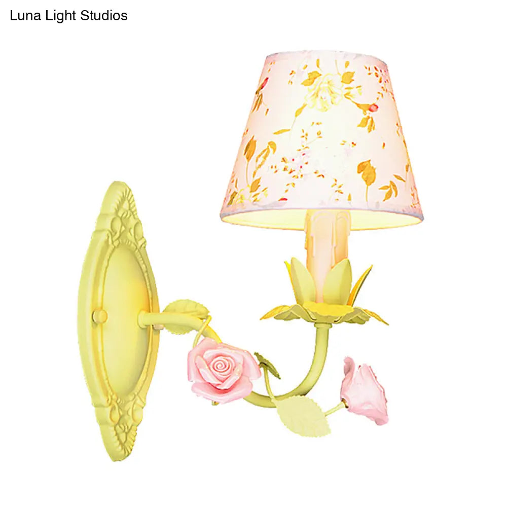 Green Adjustable Cone Wall Light for Bedroom & Living Room | Vintage-Inspired 1-Light Sconce with Cloth Shade | E12/E14 Socket Farmhouse | Thomler