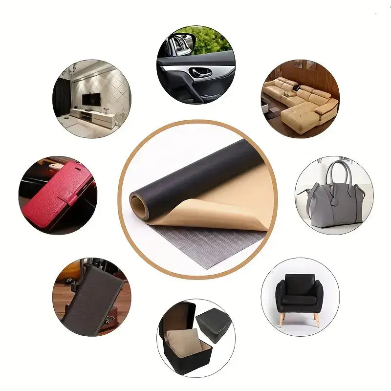 Peel-and-Stick Leather Repair Patches for Furniture, Car Seats & Bags – Cut-to-Fit, Waterproof Vinyl Sheet 20×54 in | Thomler