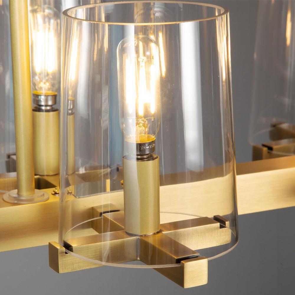 Linear Crystal Chandelier 49-60 Inch X-Frame Dining Room Ceiling Light Brass Nickel Bronze Kitchen Island | Thomler