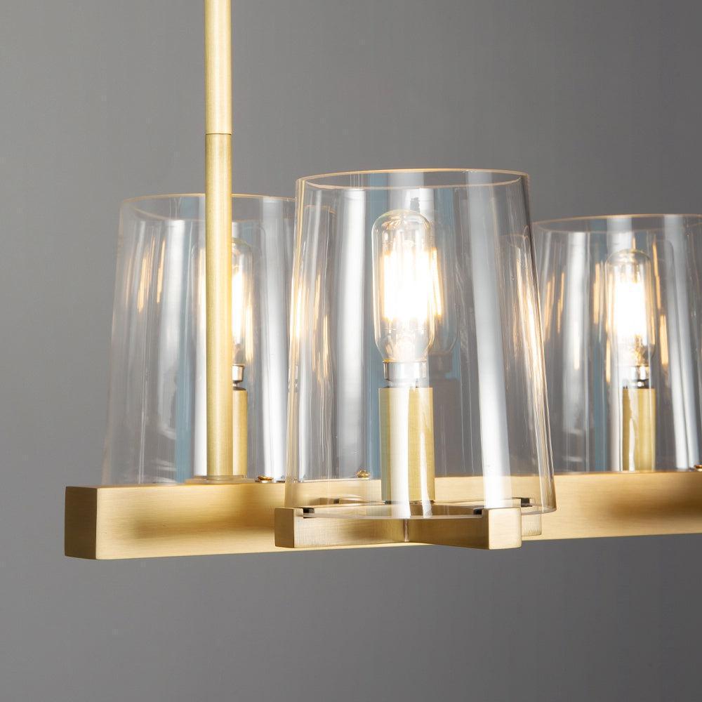 Linear Crystal Chandelier 49-60 Inch X-Frame Dining Room Ceiling Light Brass Nickel Bronze Kitchen Island | Thomler