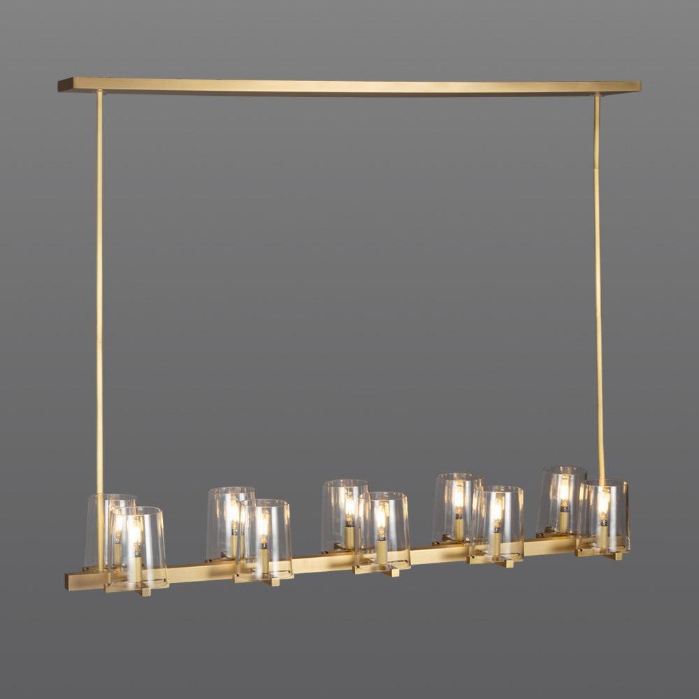 Linear Crystal Chandelier 49-60 Inch X-Frame Dining Room Ceiling Light Brass Nickel Bronze Kitchen Island | Thomler