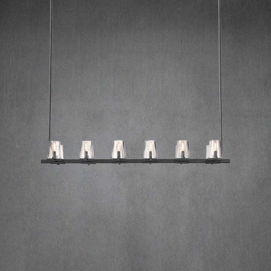 Linear Crystal Chandelier 49-60 Inch X-Frame Dining Room Ceiling Light Brass Nickel Bronze Kitchen Island | Thomler