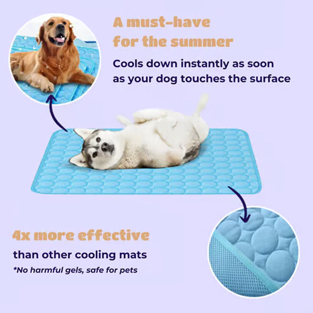Self-Cooling Dog Mat | Gel-Free Heat Relief Pad for Summer | Machine Washable | 6 Sizes for Small to Large Dogs | Thomler