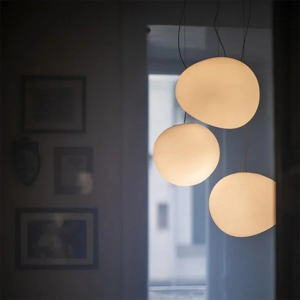 Pendant Light Hand Blown Glass 32.0 cm White Dining Room Kitchen Island Hanging Ceiling Lamp Frosted Satin Shade | Thomler
