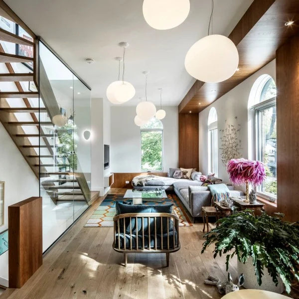 Pendant Light Hand Blown Glass 32.0 cm White Dining Room Kitchen Island Hanging Ceiling Lamp Frosted Satin Shade | Thomler
