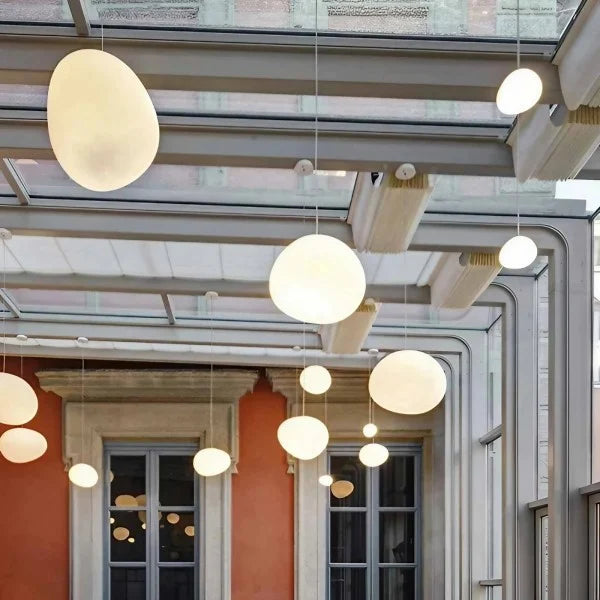 Pendant Light Hand Blown Glass 32.0 cm White Dining Room Kitchen Island Hanging Ceiling Lamp Frosted Satin Shade | Thomler