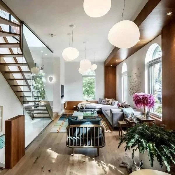 Pendant Light Hand Blown Glass 32.0 cm White Dining Room Kitchen Island Hanging Ceiling Lamp Frosted Satin Shade | Thomler