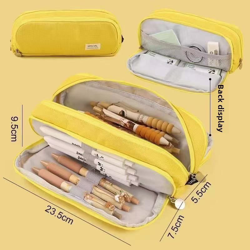 Kids Pencil Organizer with Elastic Straps & 180° Opening – Holds 40 Pens, Markers & School Supplies | Thomler