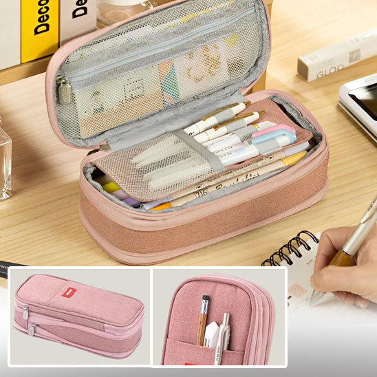 Kids Pencil Organizer with Elastic Straps & 180° Opening – Holds 40 Pens, Markers & School Supplies | Thomler