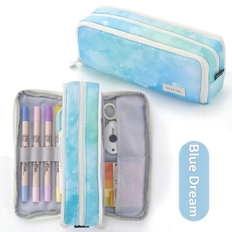 Kids Pencil Organizer with Elastic Straps & 180° Opening – Holds 40 Pens, Markers & School Supplies | Thomler
