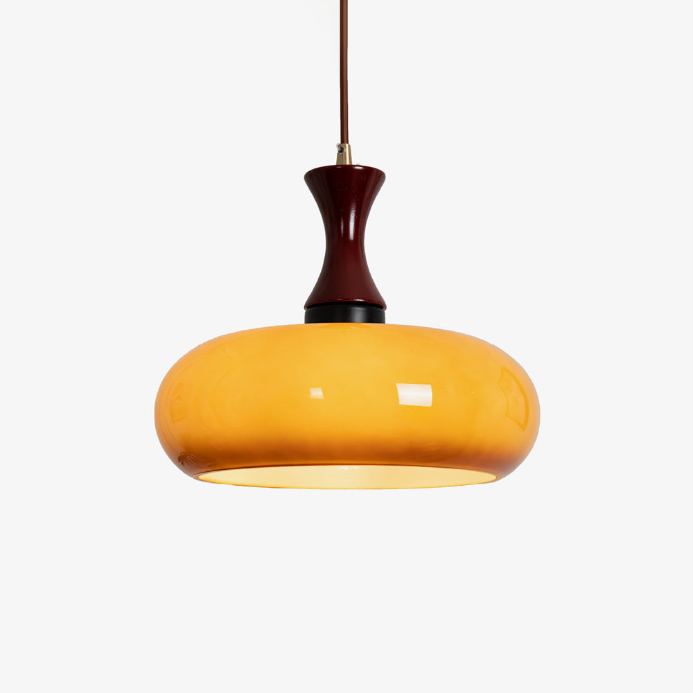 Pendant Light Glass And Wood 30.0 cm Warm Dining Room Living Room Bedroom Hanging Ceiling Lamp Retro Modern Vintage Atmosphere | Thomler