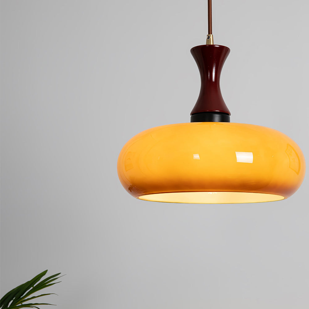 Pendant Light Glass And Wood 30.0 cm Warm Dining Room Living Room Bedroom Hanging Ceiling Lamp Retro Modern Vintage Atmosphere | Thomler