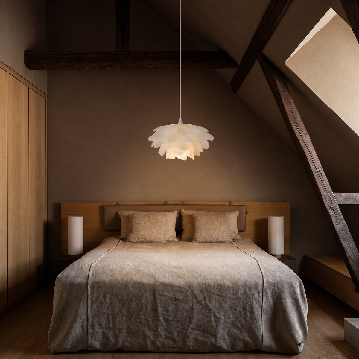 Layered Flower Pendant Light with Matte Finish – Warm LED Glow for Dining Room, Kitchen Island & Bedroom – Adjustable Hanging Cord – 3 Sizes | Thomler