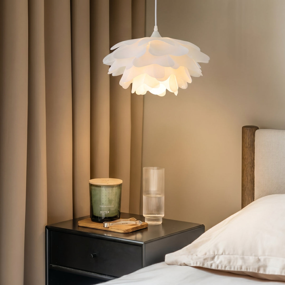 Layered Flower Pendant Light with Matte Finish – Warm LED Glow for Dining Room, Kitchen Island & Bedroom – Adjustable Hanging Cord – 3 Sizes | Thomler