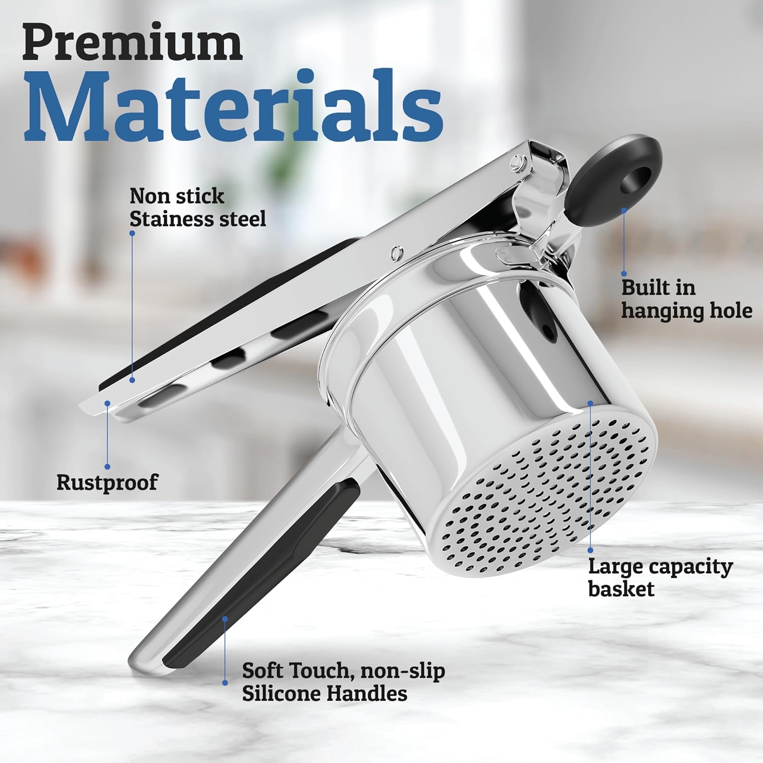 Stainless Steel Potato Masher for Smooth Creamy Results Kitchen Tool 15 oz Heavy Duty Design for Potatoes Vegetables Fruits | Thomler