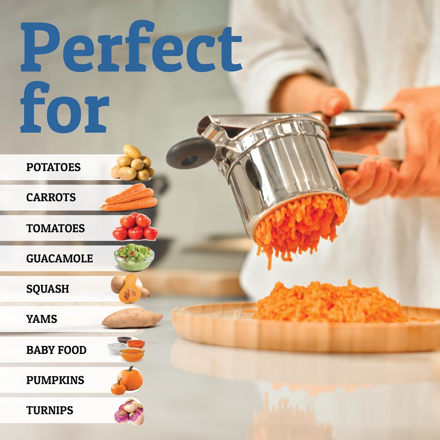 Stainless Steel Potato Masher for Smooth Creamy Results Kitchen Tool 15 oz Heavy Duty Design for Potatoes Vegetables Fruits | Thomler