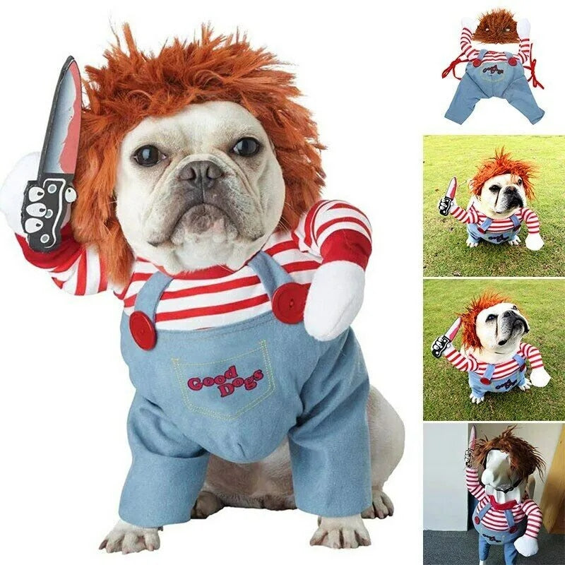 Horror Movie Pet Costume – Striped Doll & Cowboy Outfit for Dogs & Cats | Thomler