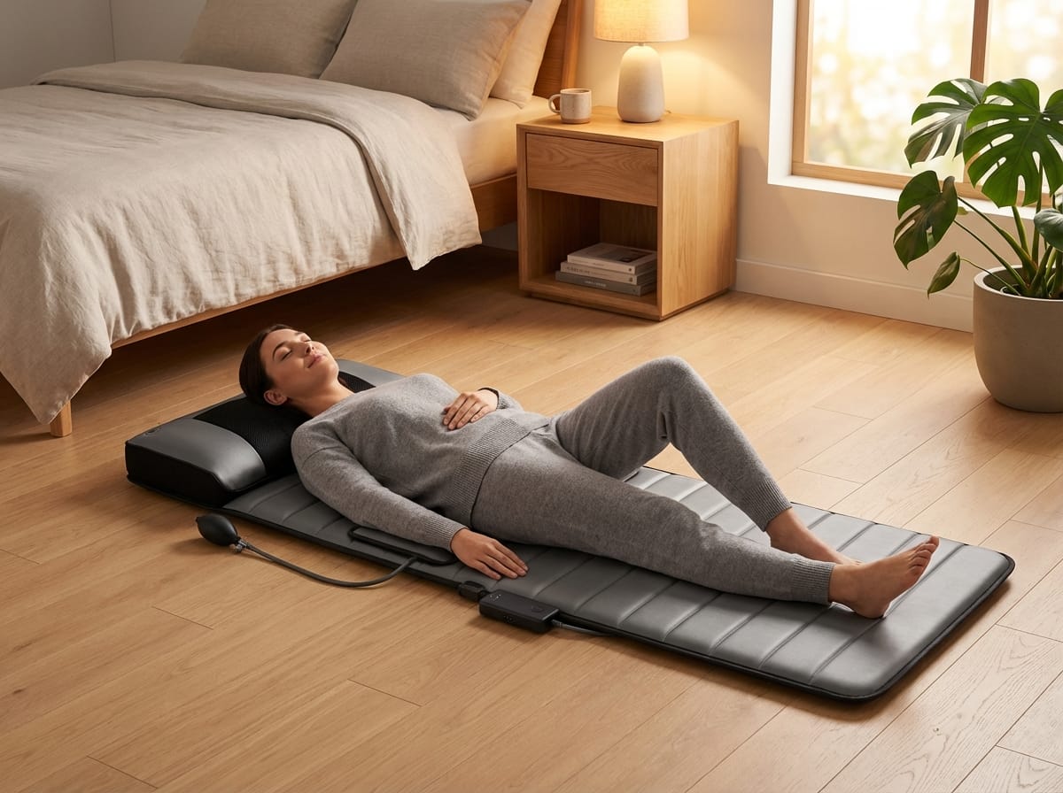 Electric Massage Pad with Heat Therapy – Vibrating Cushion Mat for Back, Neck & Body – 9 Intensity Levels – Carbon Fiber Heating Technology | Thomler