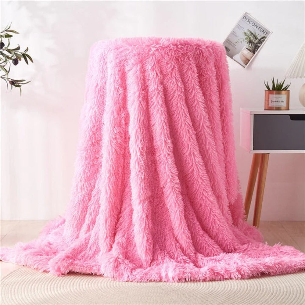 Reversible Plush Synthetic Fur Throw – Year-Round Warmth & Silky Softness for Couch, Bed & Travel | Thomler