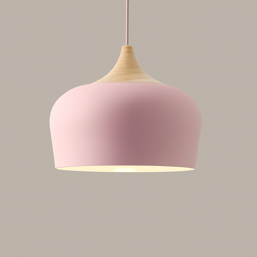 Pendant Light Aluminium Wood 35.0 cm Pastel Dining Room Kitchen Island Hanging Ceiling Lamp E27 Retro Dome Globe | Thomler