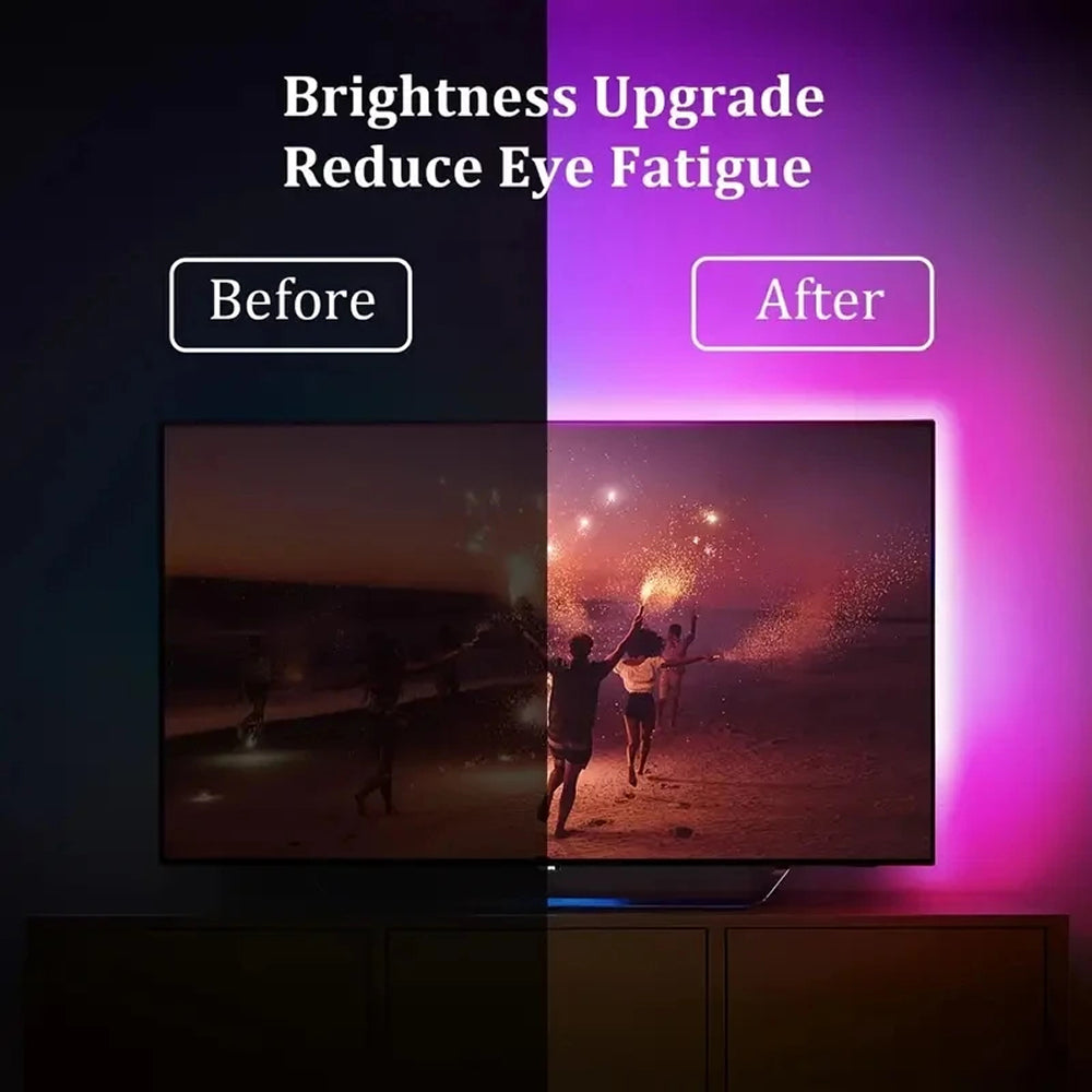 Smart RGBIC LED Bias Lighting for 55-75 inch TVs with Camera-Driven Color Matching and Bluetooth App Control | Thomler
