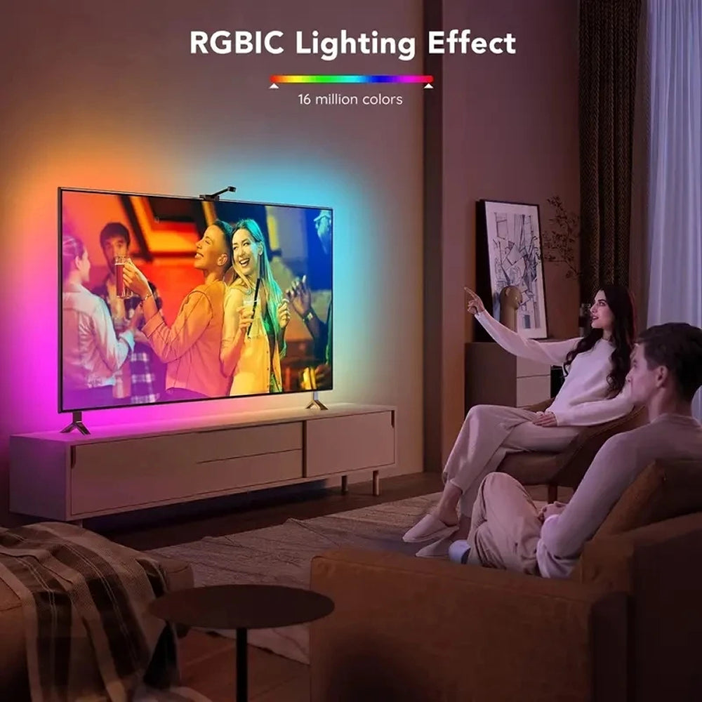 Smart RGBIC LED Bias Lighting for 55-75 inch TVs with Camera-Driven Color Matching and Bluetooth App Control | Thomler