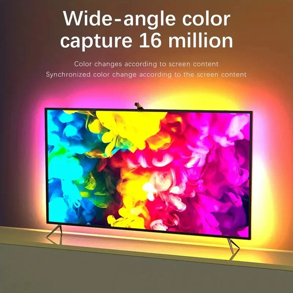 Smart RGBIC LED Bias Lighting for 55-75 inch TVs with Camera-Driven Color Matching and Bluetooth App Control | Thomler