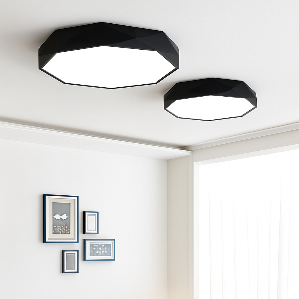 Ceiling Light Acrylic LED 60.0 cm Black Octagonal Living Room Bedroom Flush Mount Lighting Fixture | Thomler
