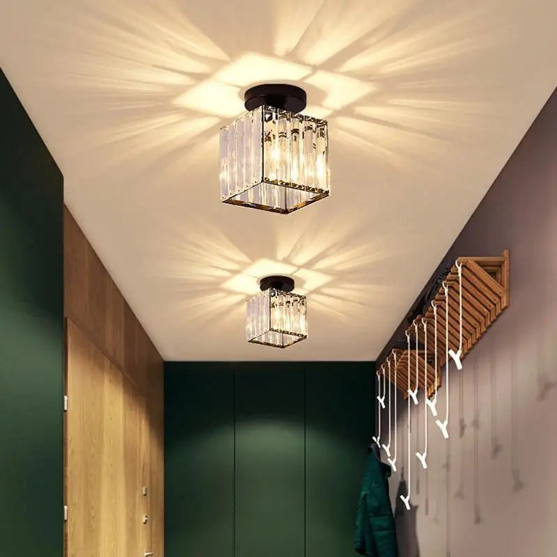 Ceiling Light Glass 13.0 cm Warm White E27 Black Gold Hallway Bedroom Vintage Flush Mount Lamp | Thomler