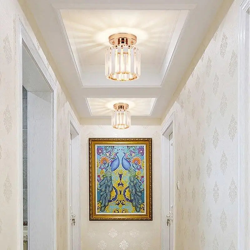 Ceiling Light Glass 13.0 cm Warm White E27 Black Gold Hallway Bedroom Vintage Flush Mount Lamp | Thomler