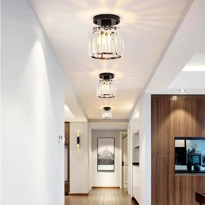 Ceiling Light Glass 13.0 cm Warm White E27 Black Gold Hallway Bedroom Vintage Flush Mount Lamp | Thomler