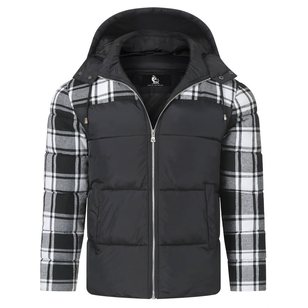 Checkered Insulated Puffer Coat – Lightweight Winter Jacket for Men – Water-Resistant Polyester Outerwear | Thomler