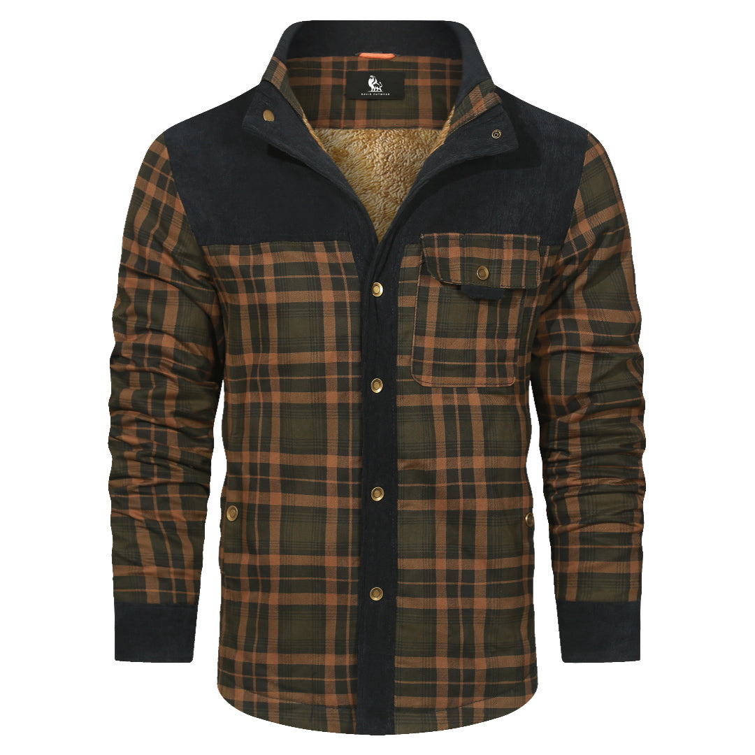 Flannel Overshirt for Men – Heavyweight Cotton-Poly Blend – Checkered Pattern Shacket for Casual Fall & Winter Layering | Thomler