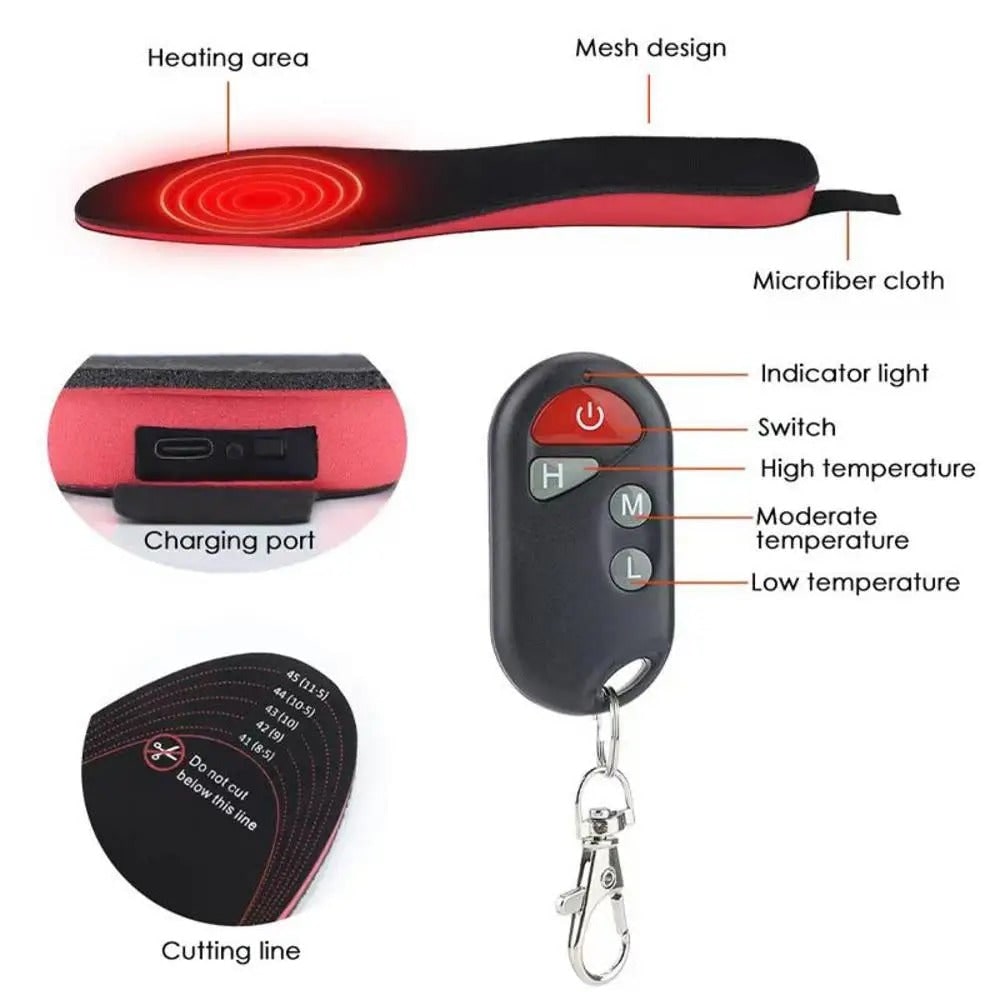 Rechargeable Arch-Support Heated Insoles with Remote Control for Plantar Fasciitis Relief | Thomler