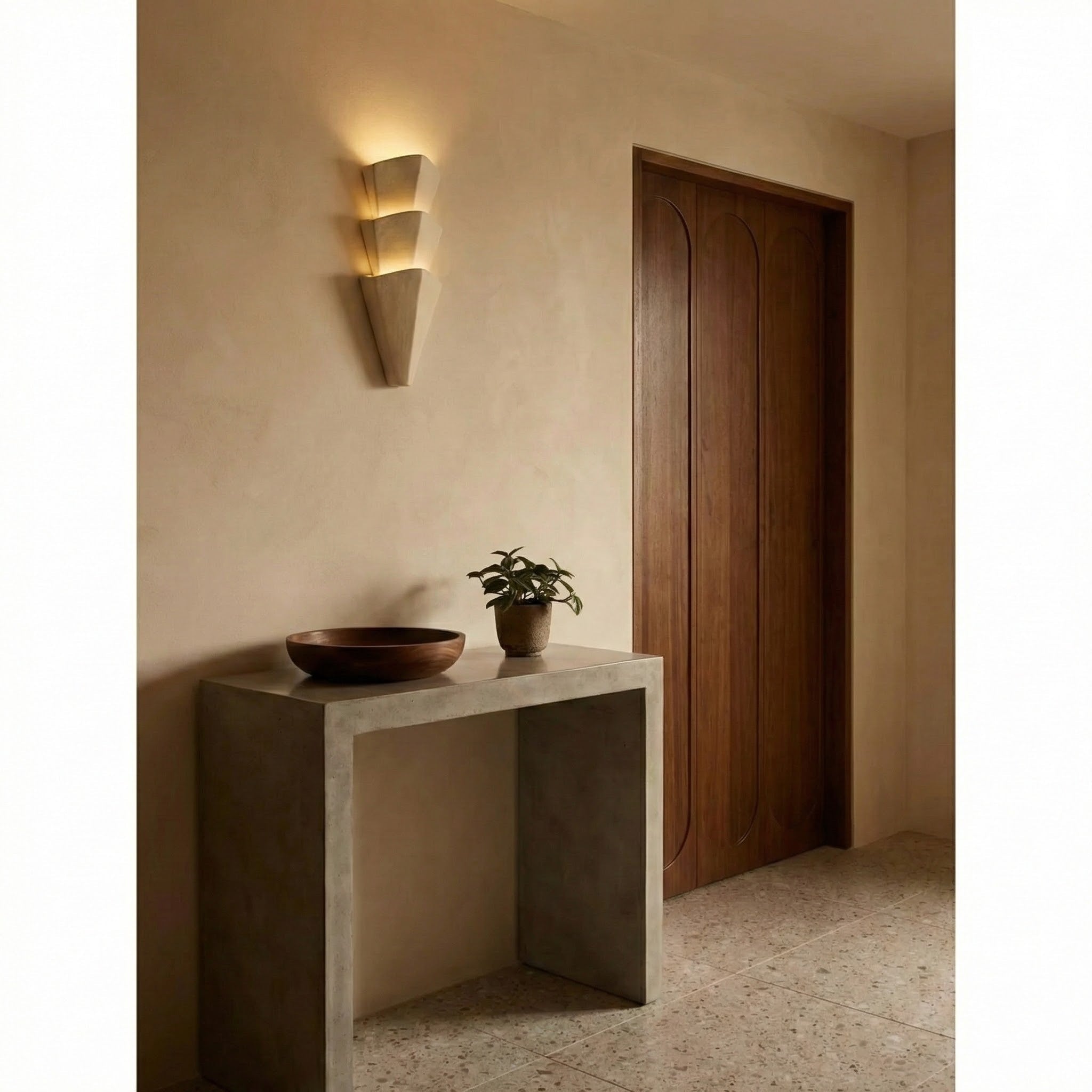 Wall Lamp Plaster 22.4 in Sculptural Warm White Bedroom Hallway Minimalist Sconce Lighting Fixture | Thomler