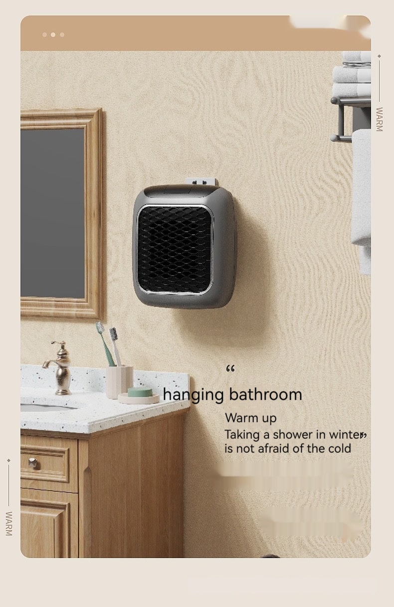 Portable Wall Outlet Space Heater with Digital Thermostat & 3 Fan Speeds – 800W PTC Ceramic Heating for Bedroom Office Bathroom – Quiet | Thomler