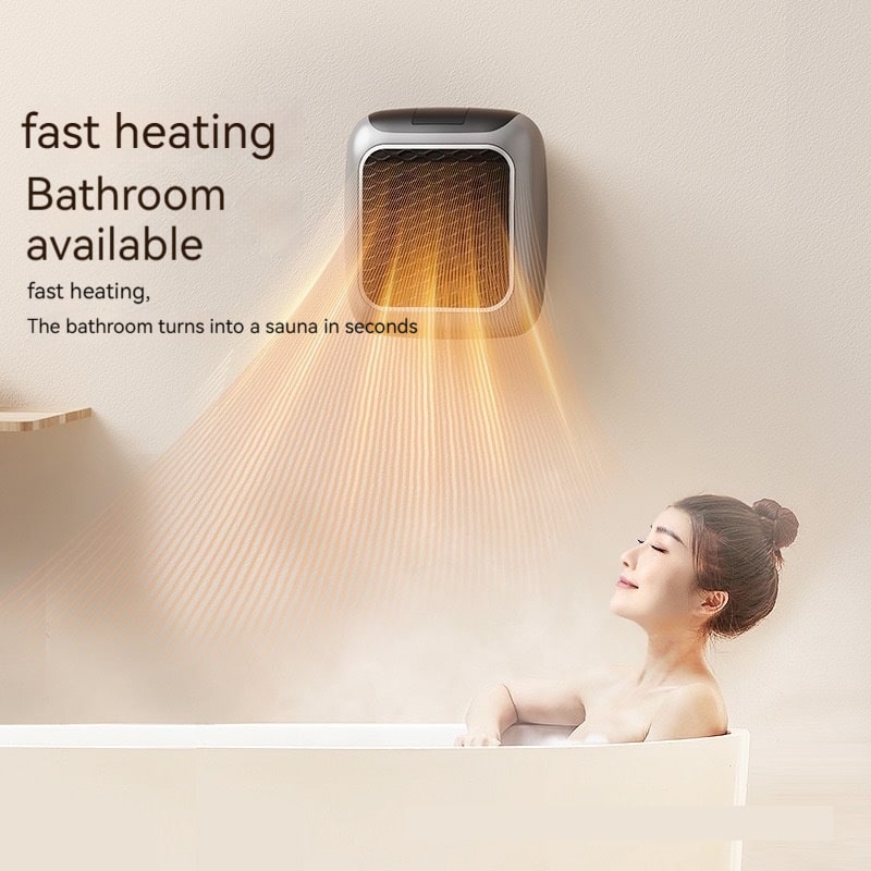 Portable Wall Outlet Space Heater with Digital Thermostat & 3 Fan Speeds – 800W PTC Ceramic Heating for Bedroom Office Bathroom – Quiet | Thomler