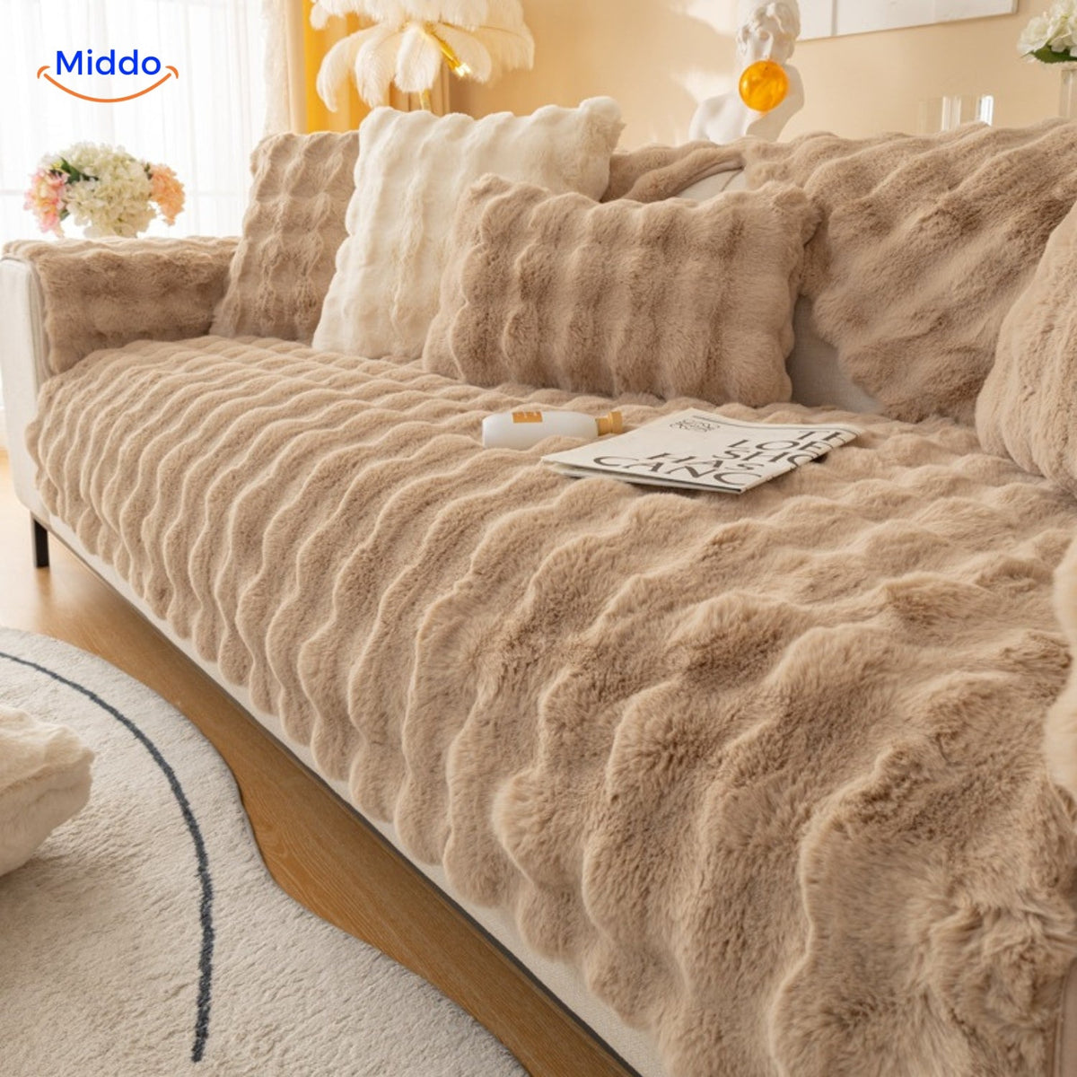 Soft Plush Furniture Throws for Sofas & Chairs – Winter Couch Protectors with Non-Slip Backing | Thomler