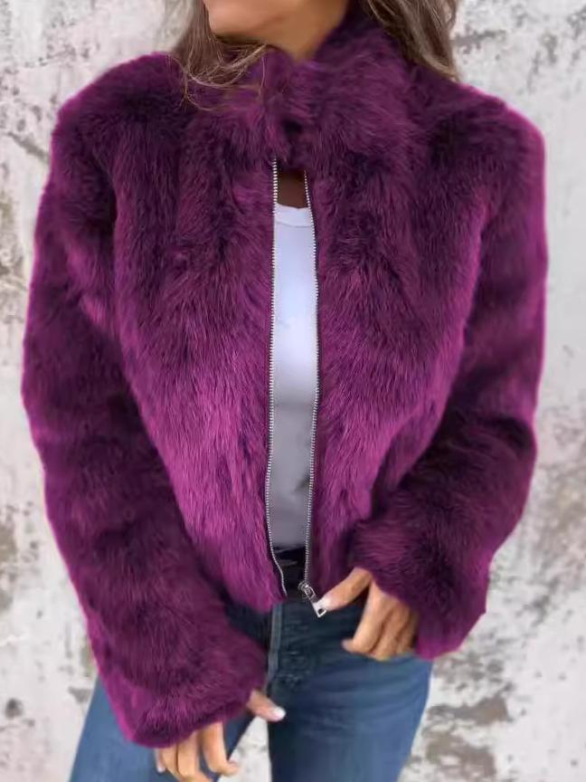 Women's Plush Zip-Front Puffer Coat – Cozy Insulated Outerwear for Cold Weather | Thomler