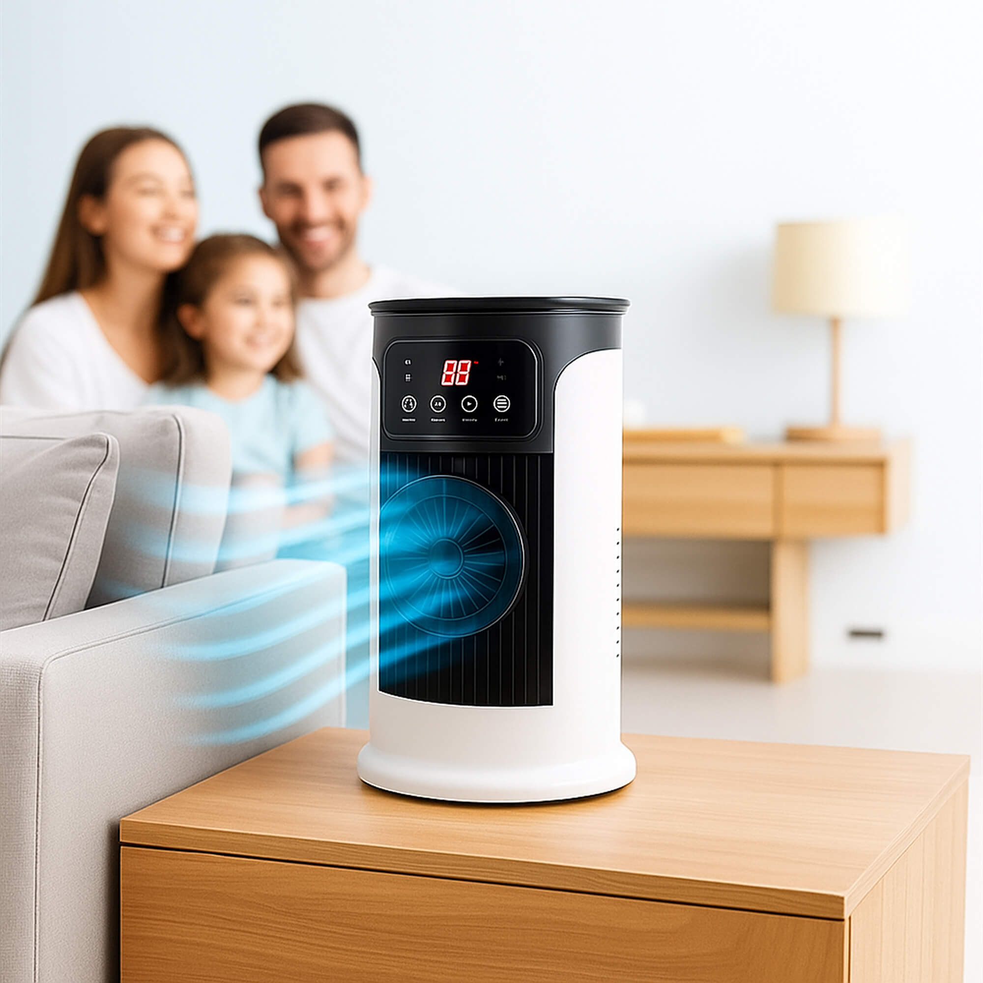 Personal Evaporative Cooler with Humidifier 5-in-1 Compact Floor Standing Unit 18W Quiet Desktop Cooling Fan for Home Office Bedroom Dorm | Thomler